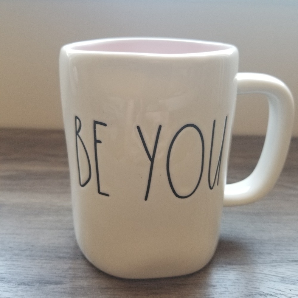 Rae Dunn "Be You" mug with pink interior